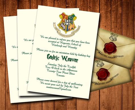 Harry Potter Birthday Invitation Card