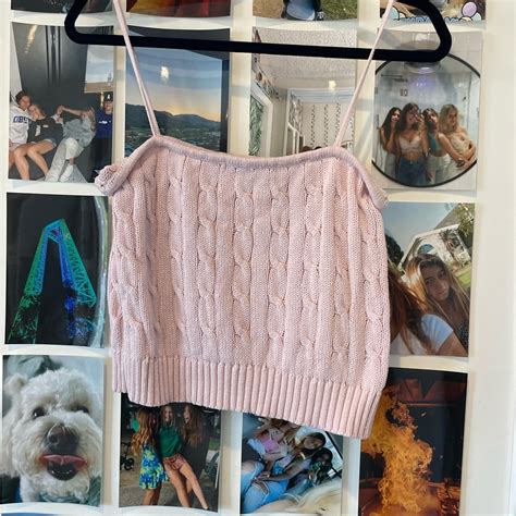 Baby Pink Knitted Brandy Tank One Size Barely Depop