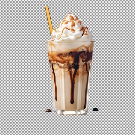 Premium Psd Iced Coffee Covered With Whipped Cream In Plastic Glass