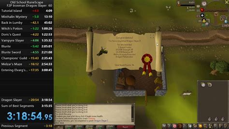 Old School Runescape F2p Ironman Dragon Slayer Speedrun In 3h 18min 54s