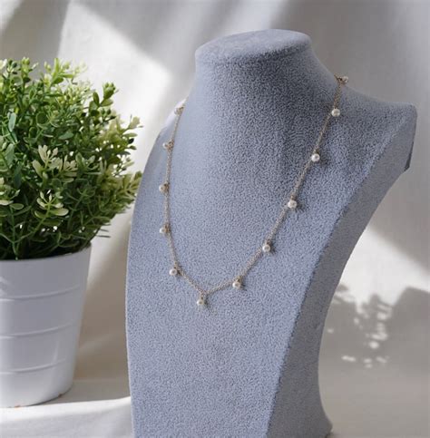 Dainty Hanging Pearl Choker Necklace | Tiny Freshwater Pearl Choker ...