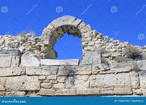 Remains Of The Ancient City Of Tauric Chersonesos In Sevastopol Stock