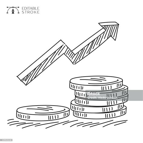 Bitcoin Currency Growth Chart Vector Icon In Line Style Editable Stroke