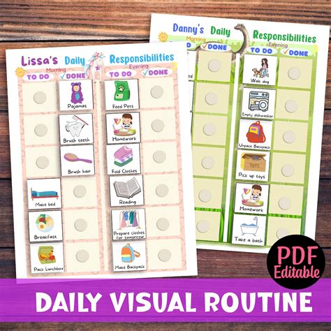 Visual Daily Routine Chart With Cards Morning Evening Schedule for Kids ...