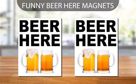 Funny Beer Fridge Magnet Beer Here Refrigerator Magnet Man Cave Bar Cart