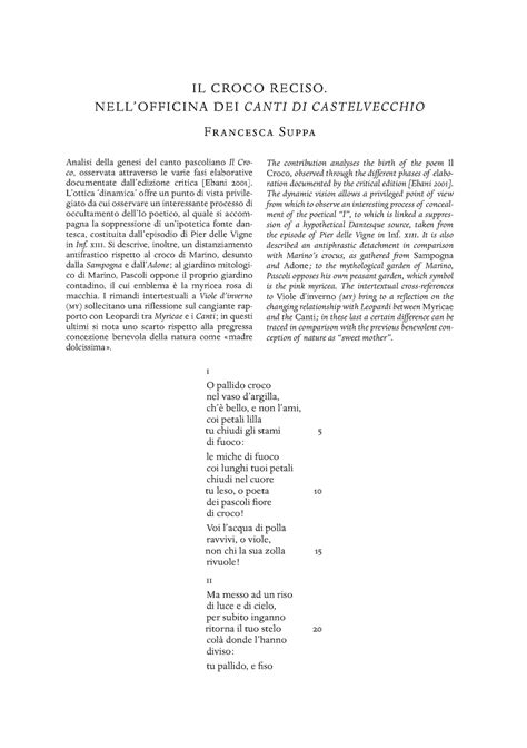 Il Croco Reciso Nellofficina Dei Canti Letteratura Italiana Up