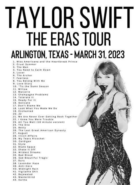 Taylor Swift The Eras Tour Digital Download Posterarlington Texas