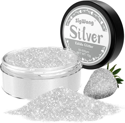 Edible Glitter For Drinks 15g Silver Lustre Dust Edible Sprinkles