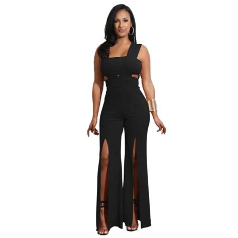 Sexy Bandage Jumpsuit New 2018 Women Chest Wrapped Sleeveless High Slit