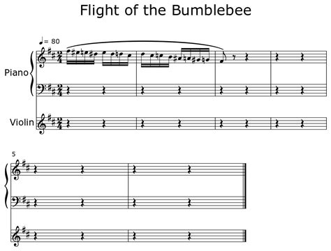 Flight of the Bumblebee - Sheet music for Piano, Violin