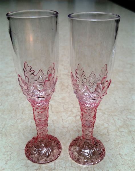 Set Of 2 Two Pink Mini Plastic Wine Glasses 4 1 4 Etsy