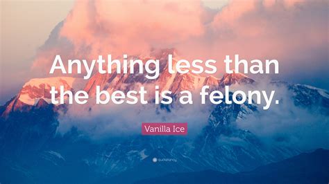 Vanilla Ice Quote: “Anything less than the best is a felony.”