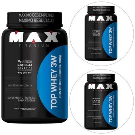 Kit 3 Whey Protein Max Titanium Top Whey 3w Baunilha 900g Centauro