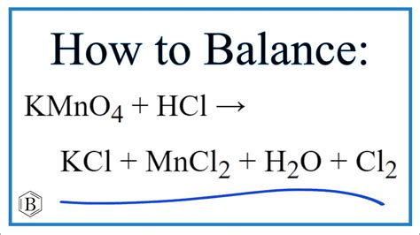 How To Balance Kmno4 Hcl Kcl Mncl2 H2o Cl2 Youtube