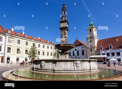 Bratislava Old Town Maximilian Fountain Roland Fountain On The Main