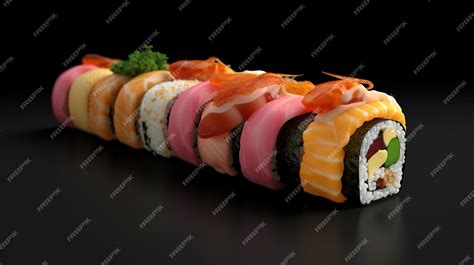 Premium AI Image | Sushi on a black background with a black background