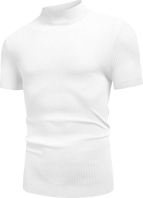 Astoseu Mens Turtleneck T Shirts Slim Fit Short Sleeve Sweater