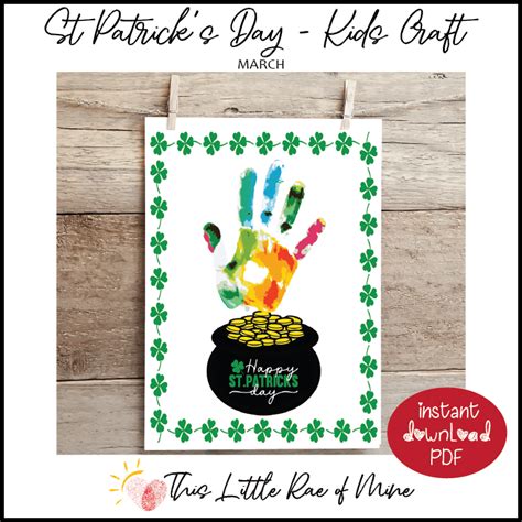 Happy St Patrick S Day Pot Of Gold Rainbow Printable Handprint