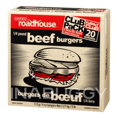 Cardinal Roadhouse Pound Beef Burgers Club Pack Pk Kg