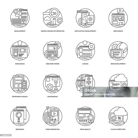 Webentwicklungvektorlinieicons 1 Stock Vektor Art Und Mehr Bilder Von