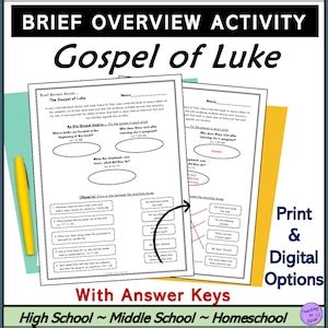 Brief Review About Gospel Of Luke Bible Book Overview Activity Etsy