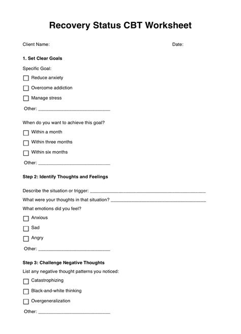 Sex And Recovery Cbt Worksheet And Example Free Pdf Download