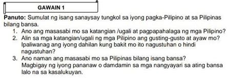 GAWAIN 1Panuto Sumulat Ng Isang Sanaysay Tungkol Sa Iyong Pagka