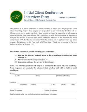 Fillable Online Initial Client Conference Interview Form Law Offices