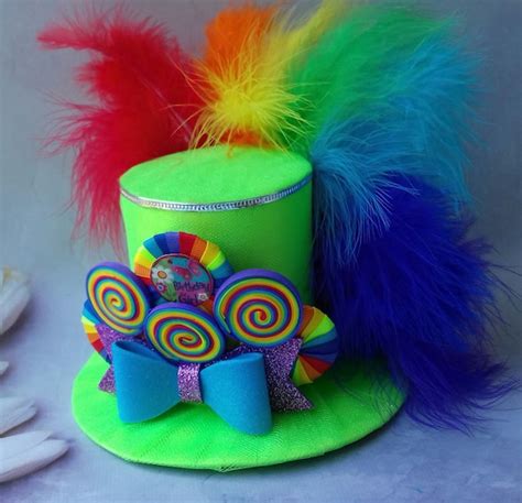 Rainbow Mini Top Hat Headband Candy Birthday Party Hat Etsy