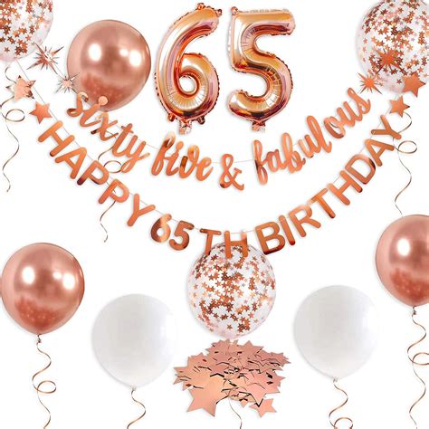 Amazon Rose Gold Sixty Five Fabulous Happy 65th Birthday Banner