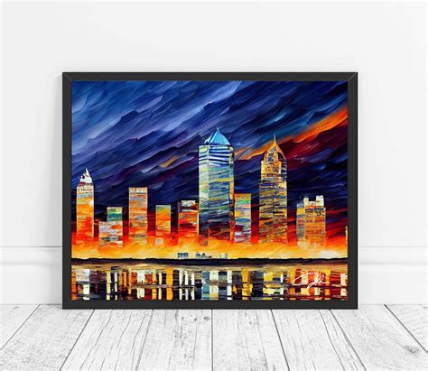 Jacksonville Florida Skyline Art Print Jacksonville Painting Wall Art ...