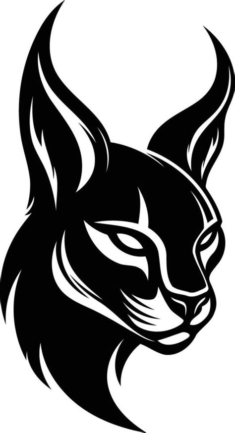 A Bold And Striking Black And White Illustration Of A Caracal S Head