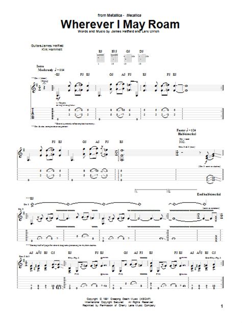 Wherever I May Roam By Metallica Sheet Music For Guitar Tab At Sheet Music Direct