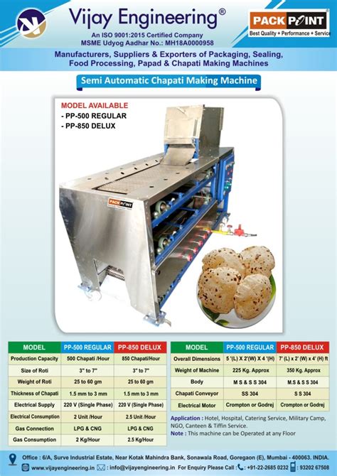 Fully Automatic Roti Maker Machine Manufacturer Mumbai Vijay Engineering