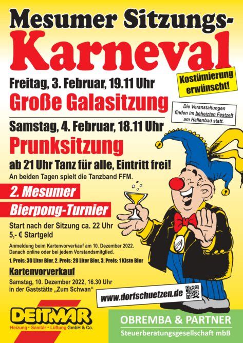 Kartenvorverkauf für Karnevalssitzungen am 10 12 2022 ab 16 30 Uhr