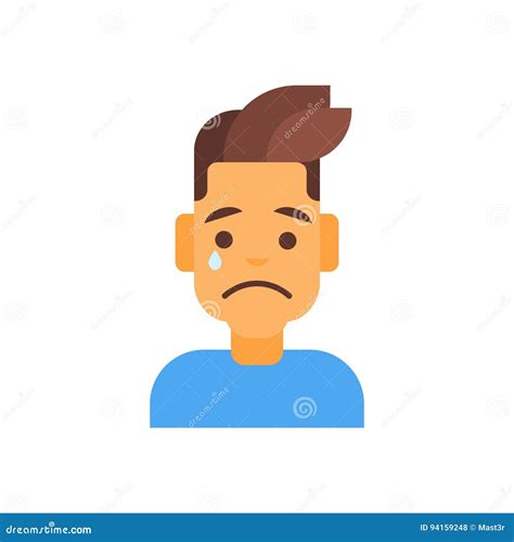 Profile Icon Male Emotion Avatar, Man Cartoon Portrait Sad Face Crying ...