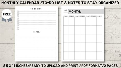 Monthly Planner Monthly Calendar To Do List And Notes To Stay Organized