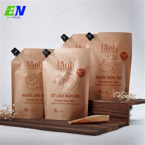 Eco Friendly Kraft Paper Spout Pouches Beer Doypack Drink Pouches