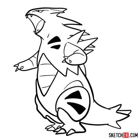 How To Draw Tyranitar Pokemon Sketchok Easy Drawing Guides