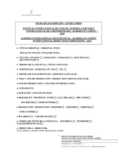 Completable En línea Ficha de Inscripcin Entry form Fax Email