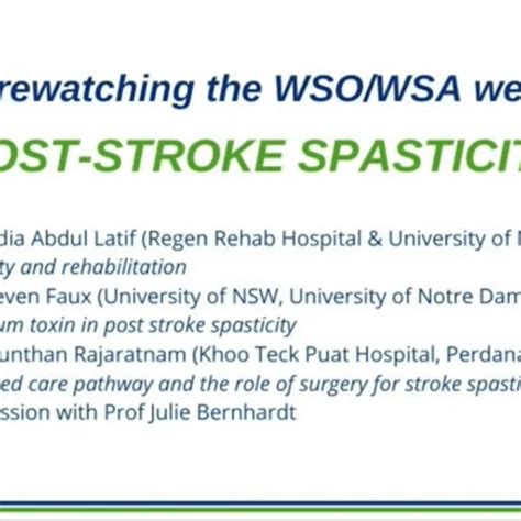 Effective Management of Post-Stroke Spasticity - World Stroke Academy