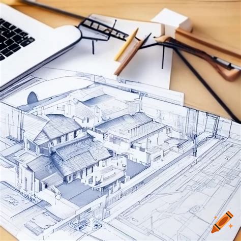 Village Plan Architecture Business Blueprint Model Birds Eye View On