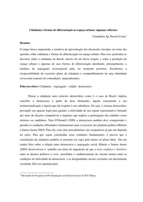 Pdf Cidadania E Formas De Diferencia O No Espa O Urbano Pdf