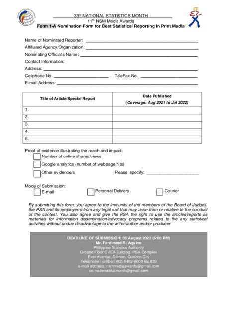 Fillable Online Nsm Media Awards Form A Nomination Fax Email