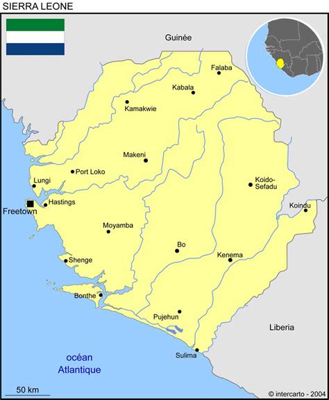 Carte Géographique Et Touristique Du Sierra Leone Freetown Géographie