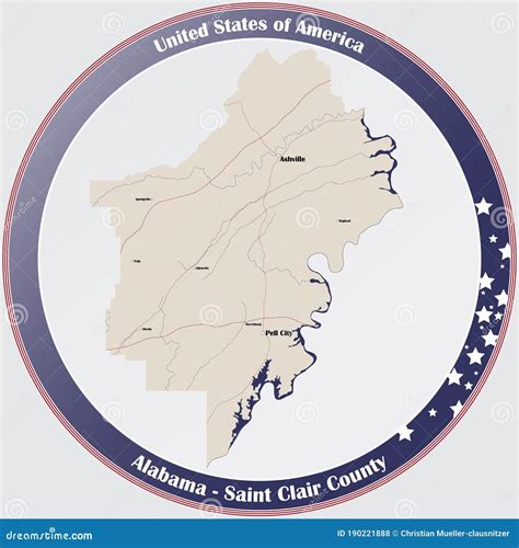 Map Of Saint Clair County In Alabama Stock Vector Illustration Of