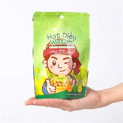 Hạt điều phủ vị phô mai sầu riêng tỏi ớt wasabi túi 45g Nonglamfood