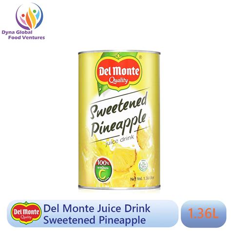 Del Monte Sweetened Pineapple Juice Drink With Refreshing Real Fruit