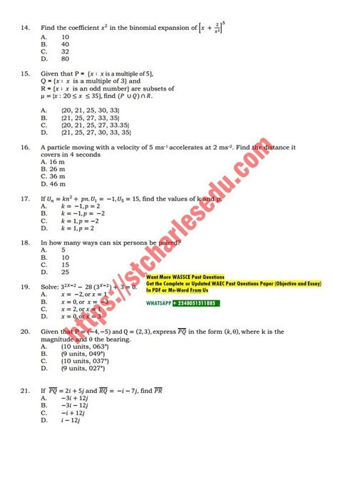 Further Mathematics Waec Past Questions On Polynomials Chemistry