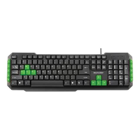 Teclado Gamer Multilaser Hotkeys Multimidia Preto Verde Tc